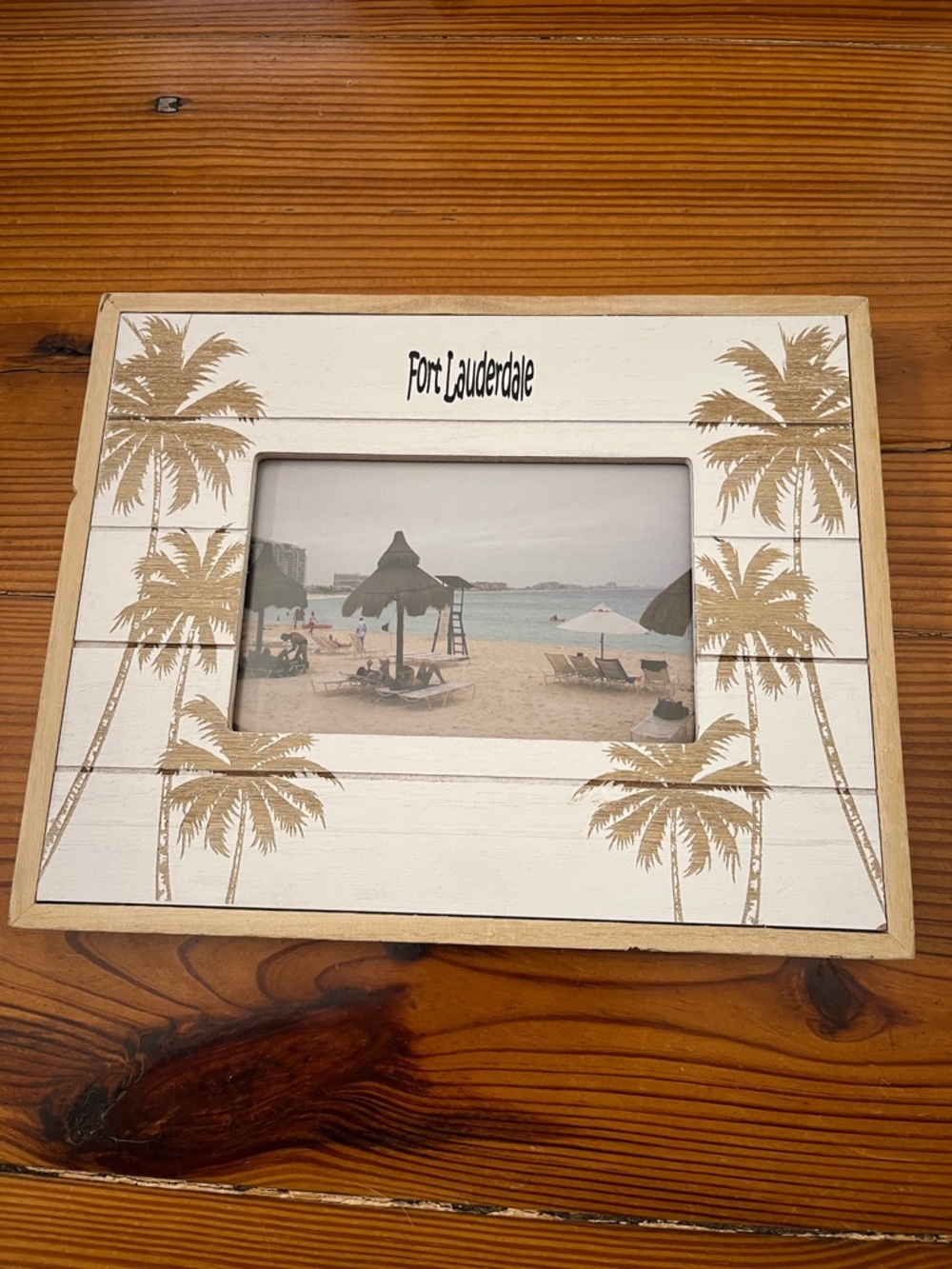 Fort Lauderdale Palm Photo Frame - White and Tan